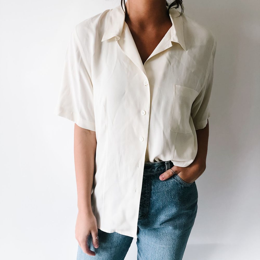 Vintage Cream Button Up With Collar